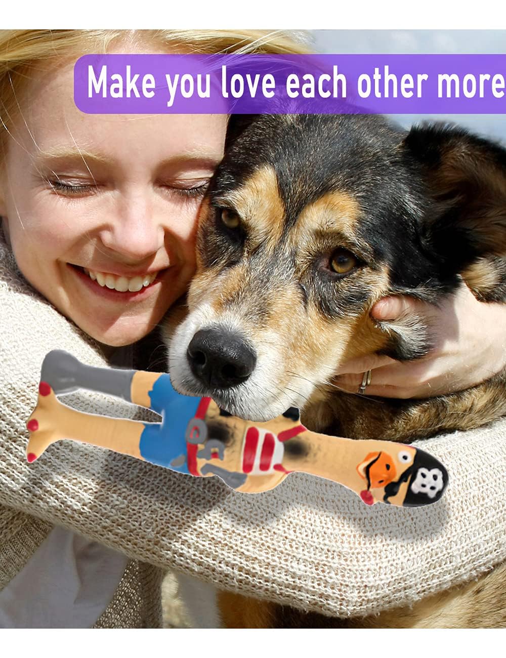 DAJOOEE interior squeaker shown, prompts dogs to squeeze and squeak.