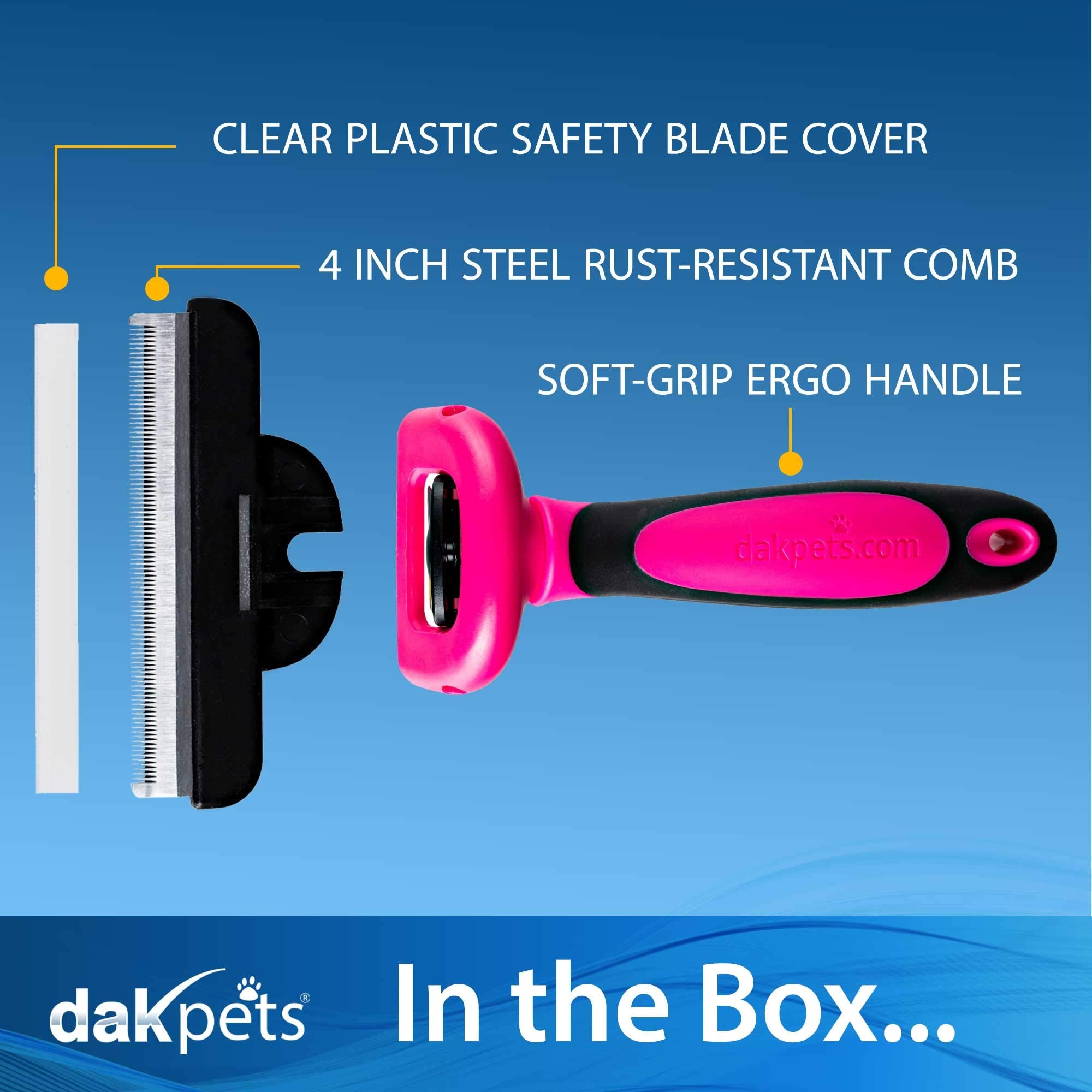 DakPets all hair types deshedding tool suitable for cats and dogs.