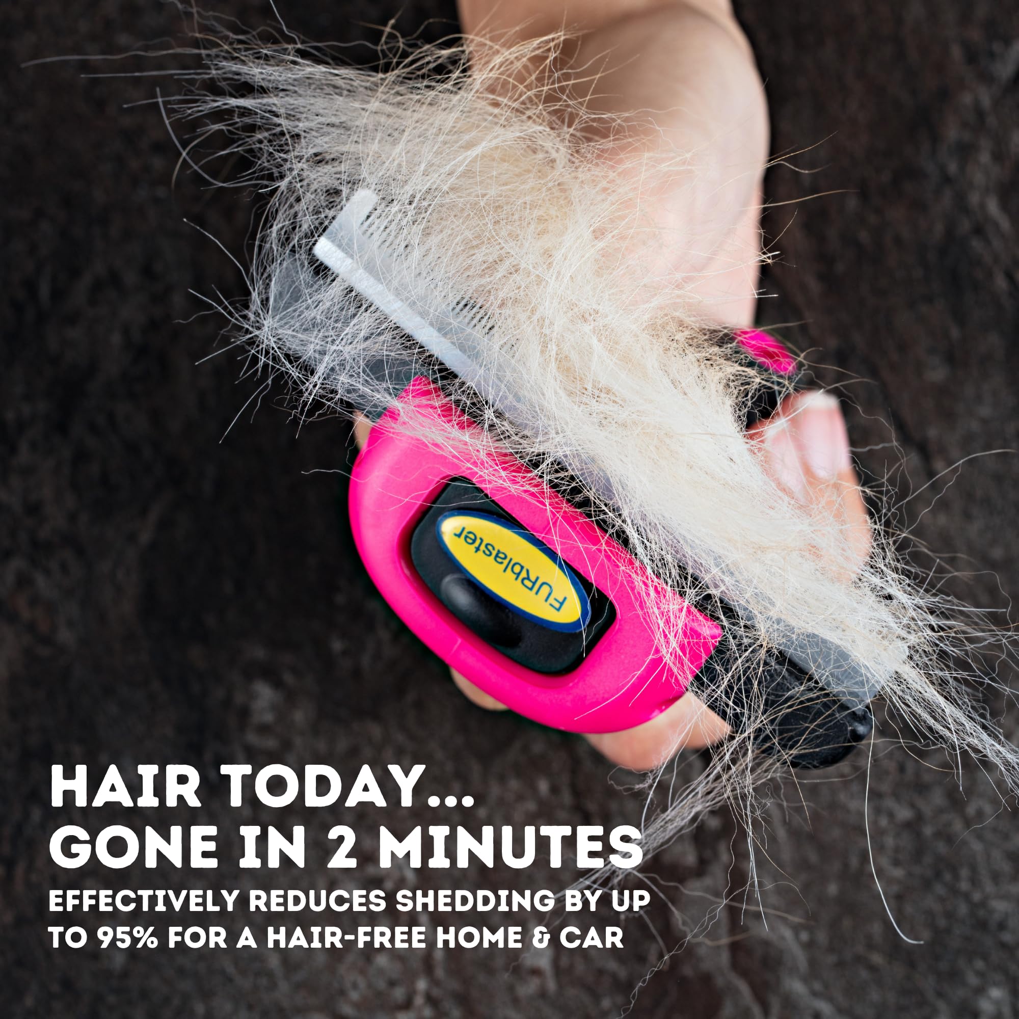 DakPets deshedding tool close-up showing stainless steel blade for easy grooming.