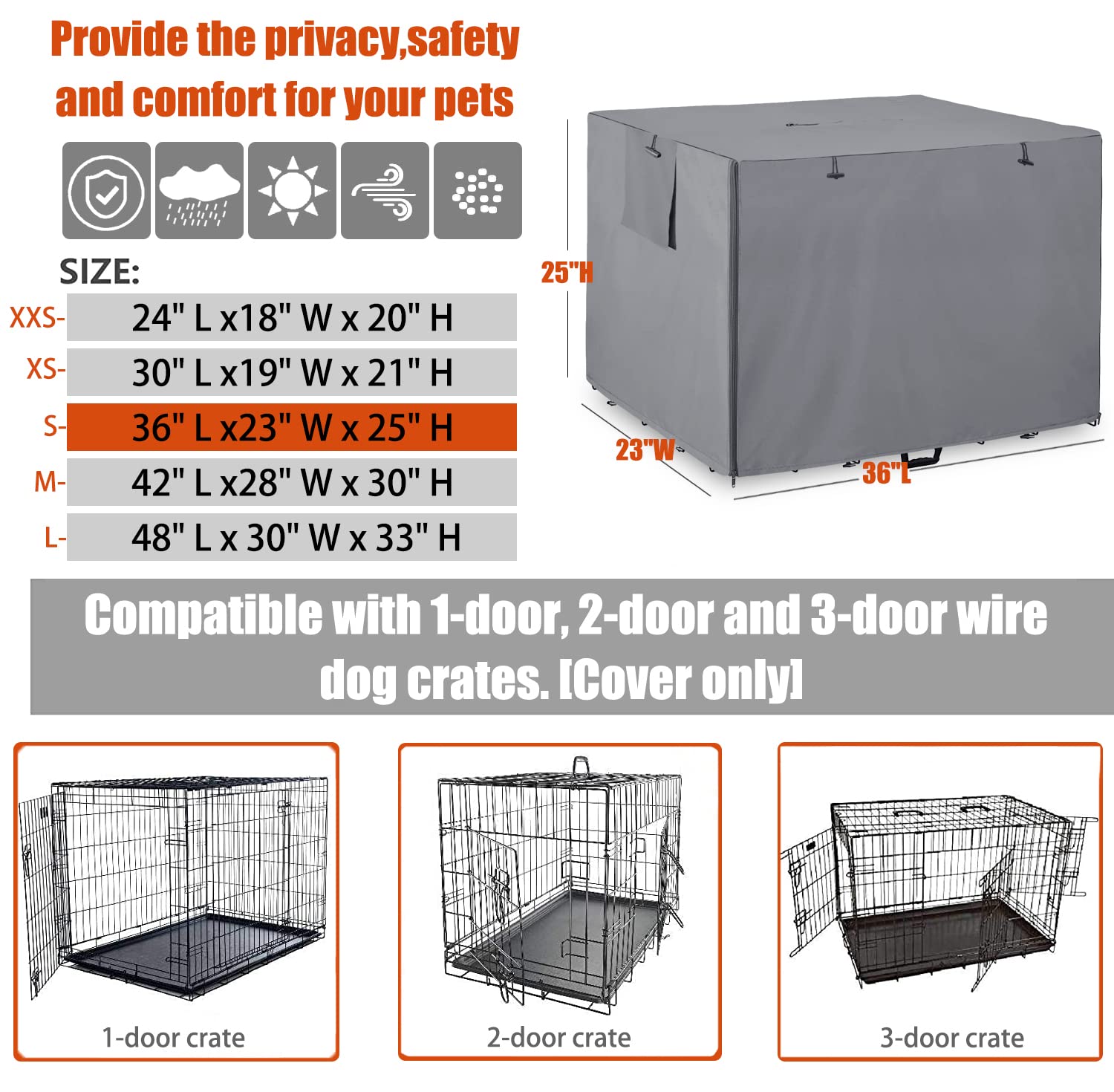 Dalema 36-inch dog crate cover side vent shows breathable mesh for airflow.