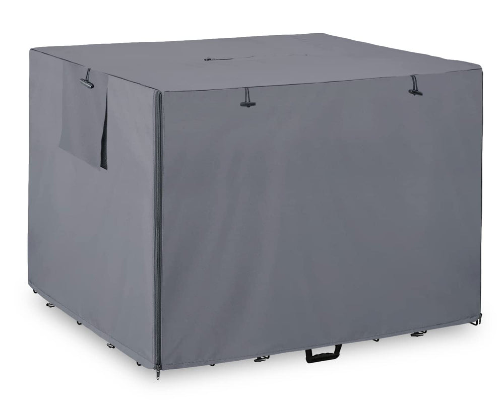 Dalema grey dog crate cover in room blends with decor.