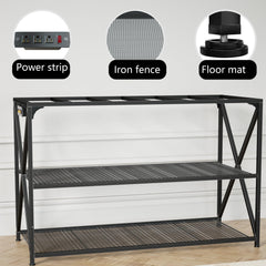 DALEMHOME reinforced-corner-brackets stand highlights wobble-free stability for bulky tanks.