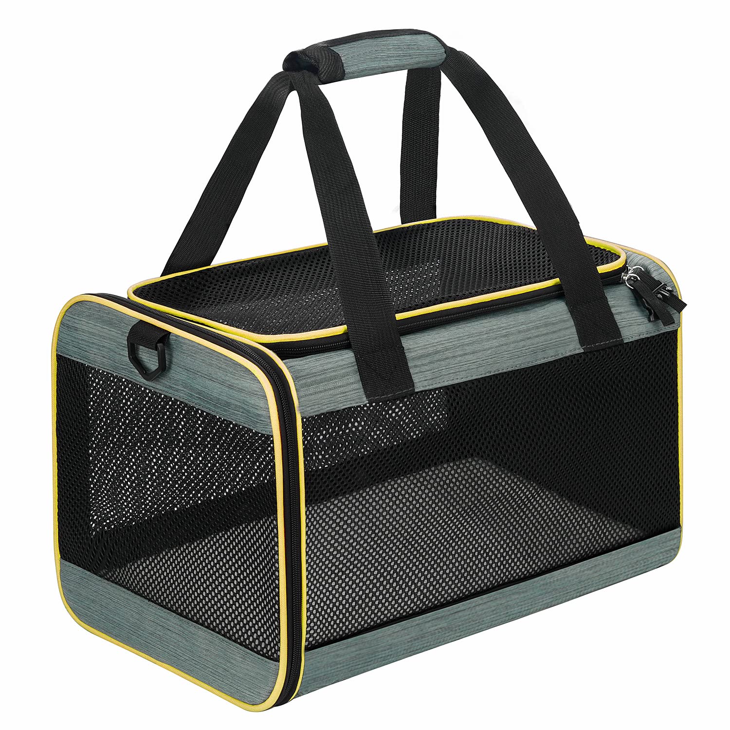 Dalian cat carrier front view shows compact, airline-friendly design for travel.