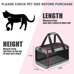 DALIAN cat-dog-soft-sided-carrier side view shows compact carry-on-friendly form