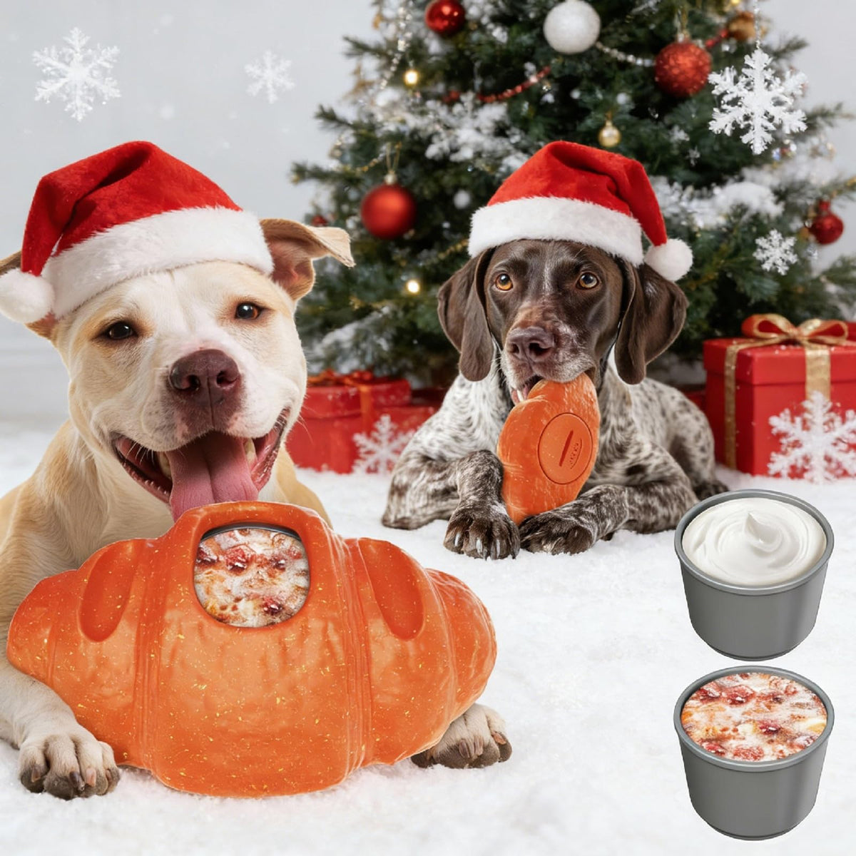 DAMDANLUNO interactive dog toy shows dual compartments for puzzle feeding and solo play.