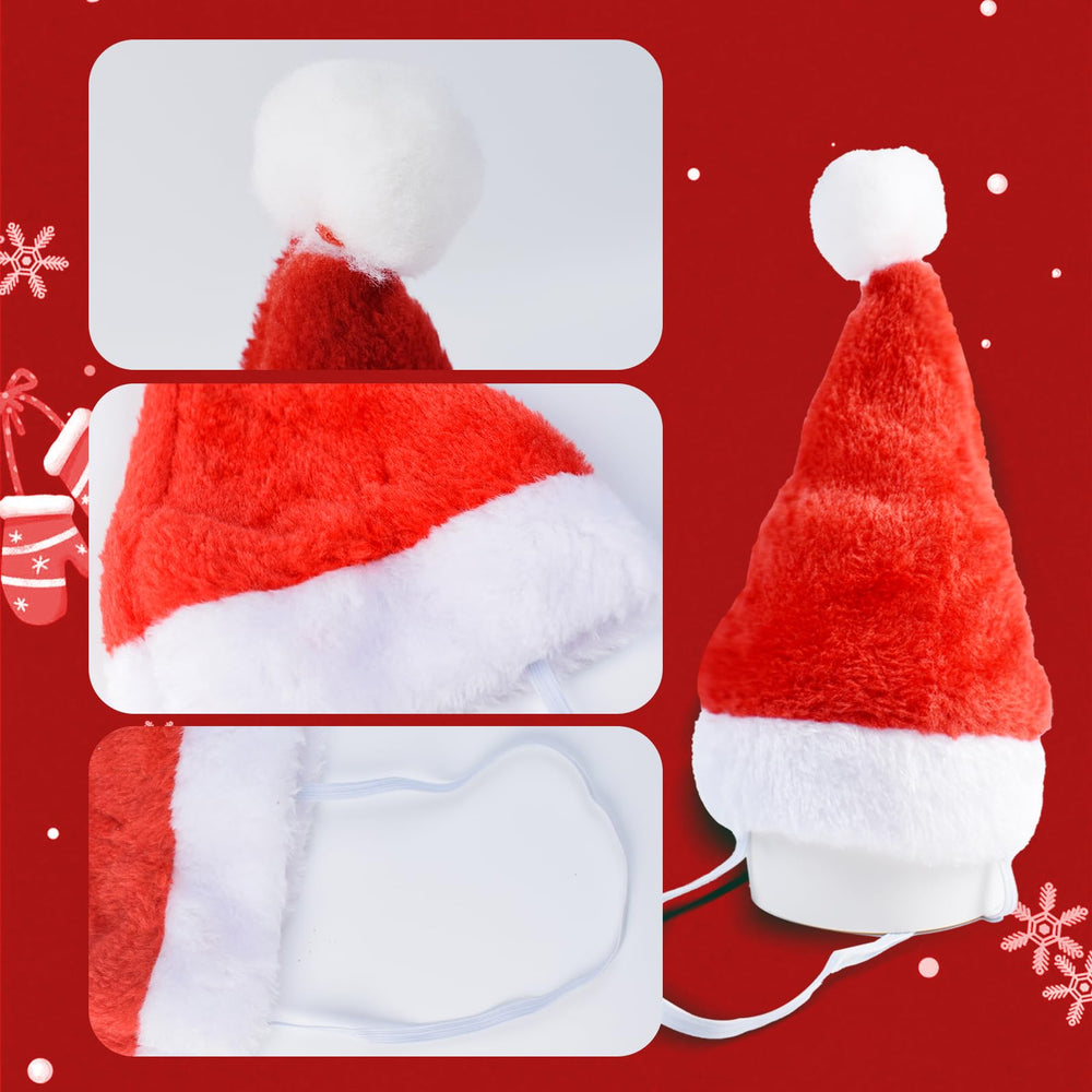 Dancepanda mini dog Santa hat red closeup plush material detail.