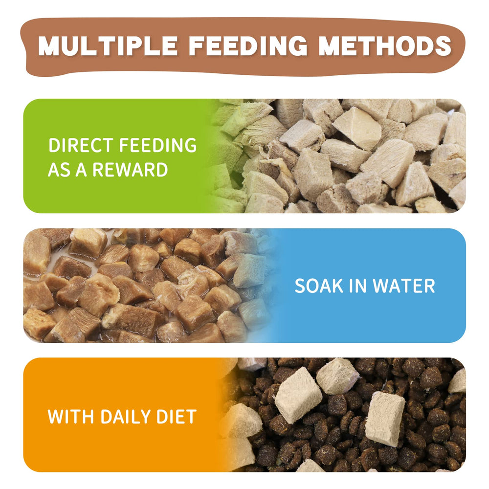 Dancing Tail duck cubes soaking in water to show versatile feeding methods.
