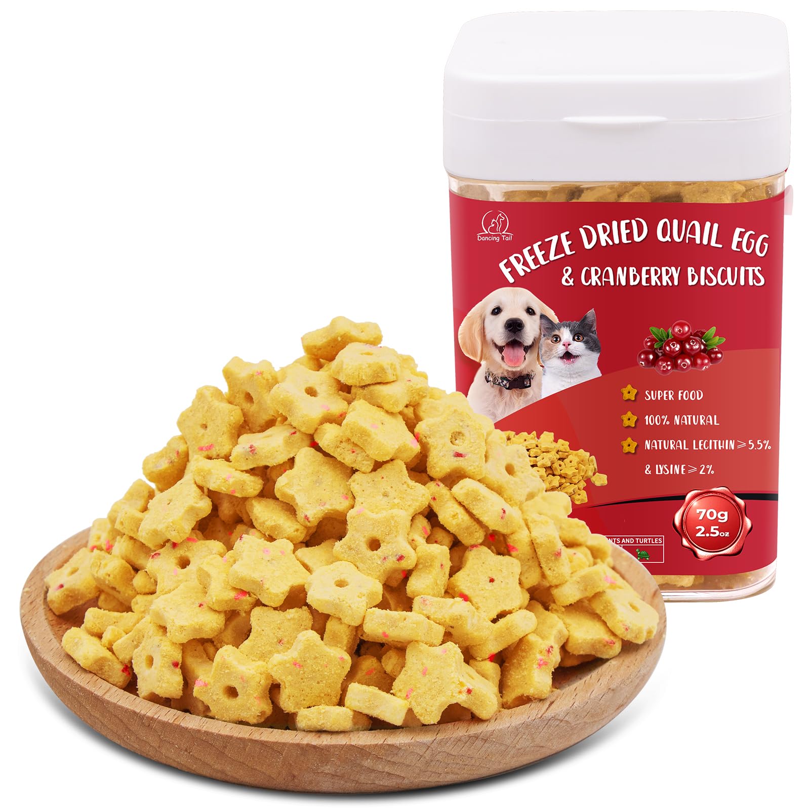 Dancing Tail freeze-dried quail egg yolk cranberry cubes packaging closeup for training rewards