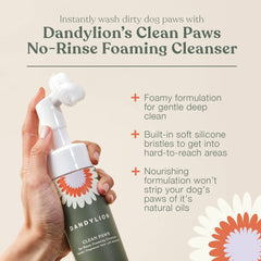 Dandylion Clean Paws silicone-bristles scrub paws for a deeper cleaning.