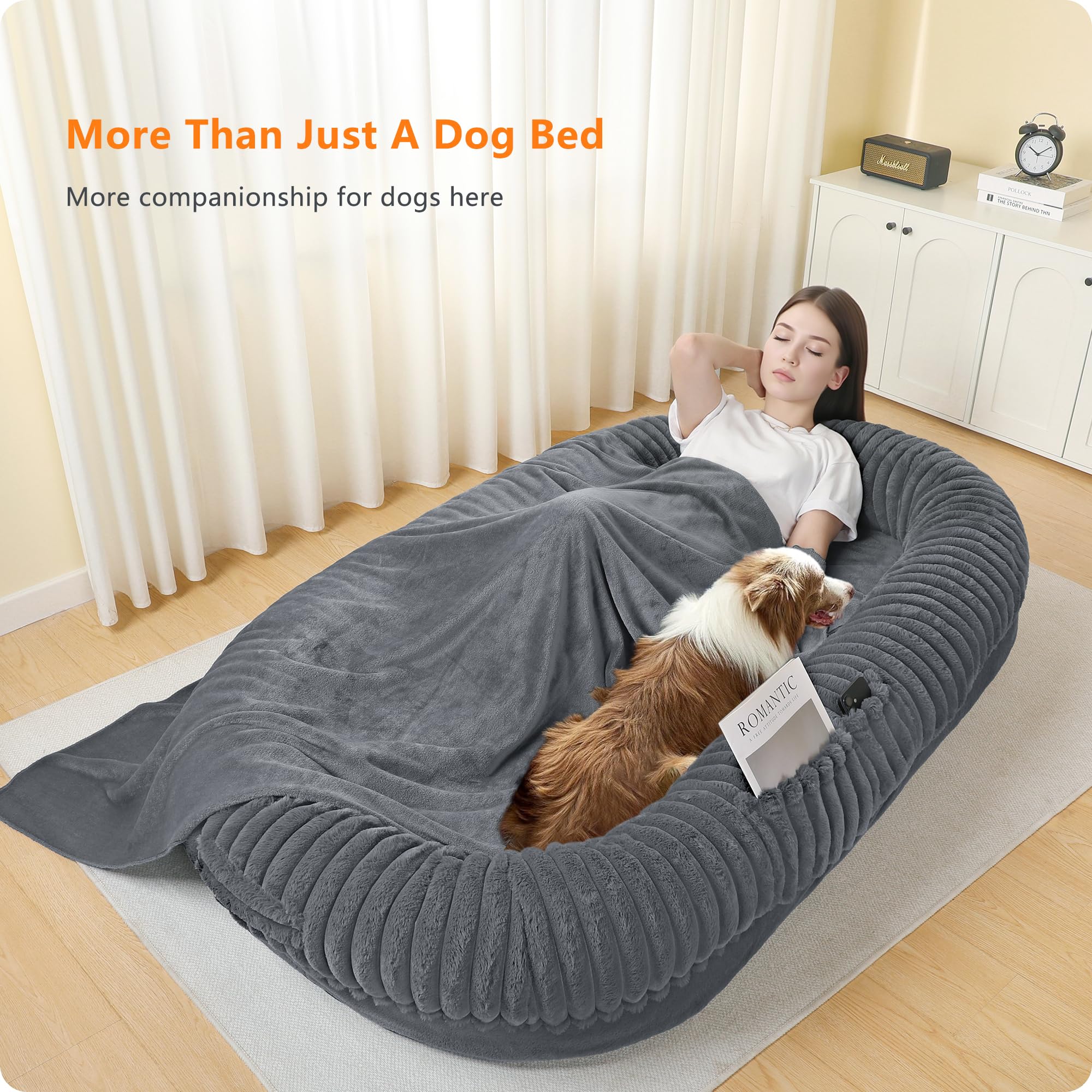 DANFOOZIO human-dog-bed 360° edge support around the perimeter