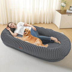 DANFOOZIO human-dog-bed front view with large shared lounging area