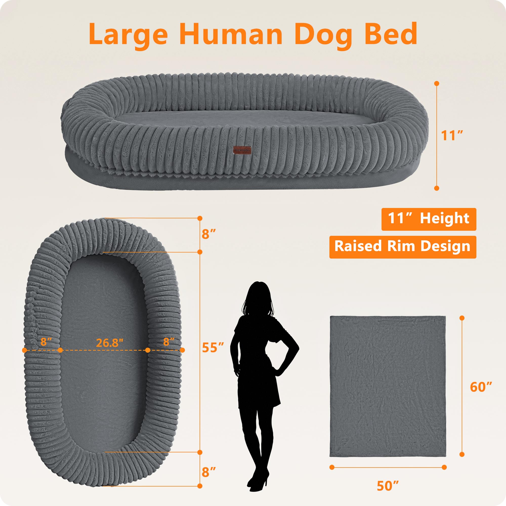 DANFOOZIO human-dog-bed gel-infused-foam for balanced support