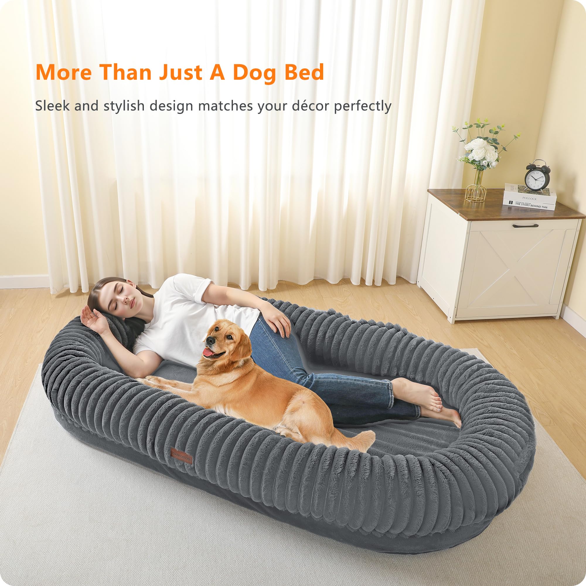 DANFOOZIO human-dog-bed non-slip-bottom ensures stable placement