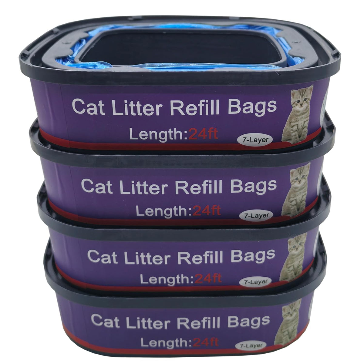 DANMBAQU Genie-compatible cat litter refill 4-pack ready for quick odor-control replacement.