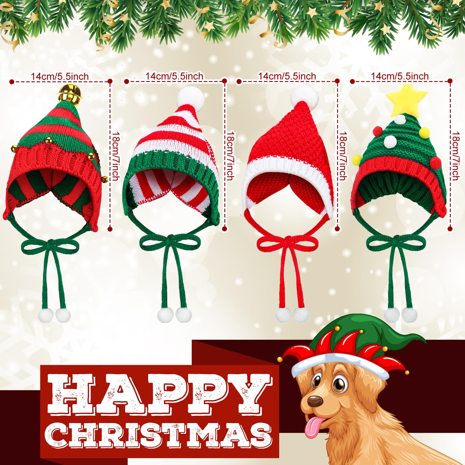 Dansydaisy Christmas pet hat four-pack: perfect for festive family photos.