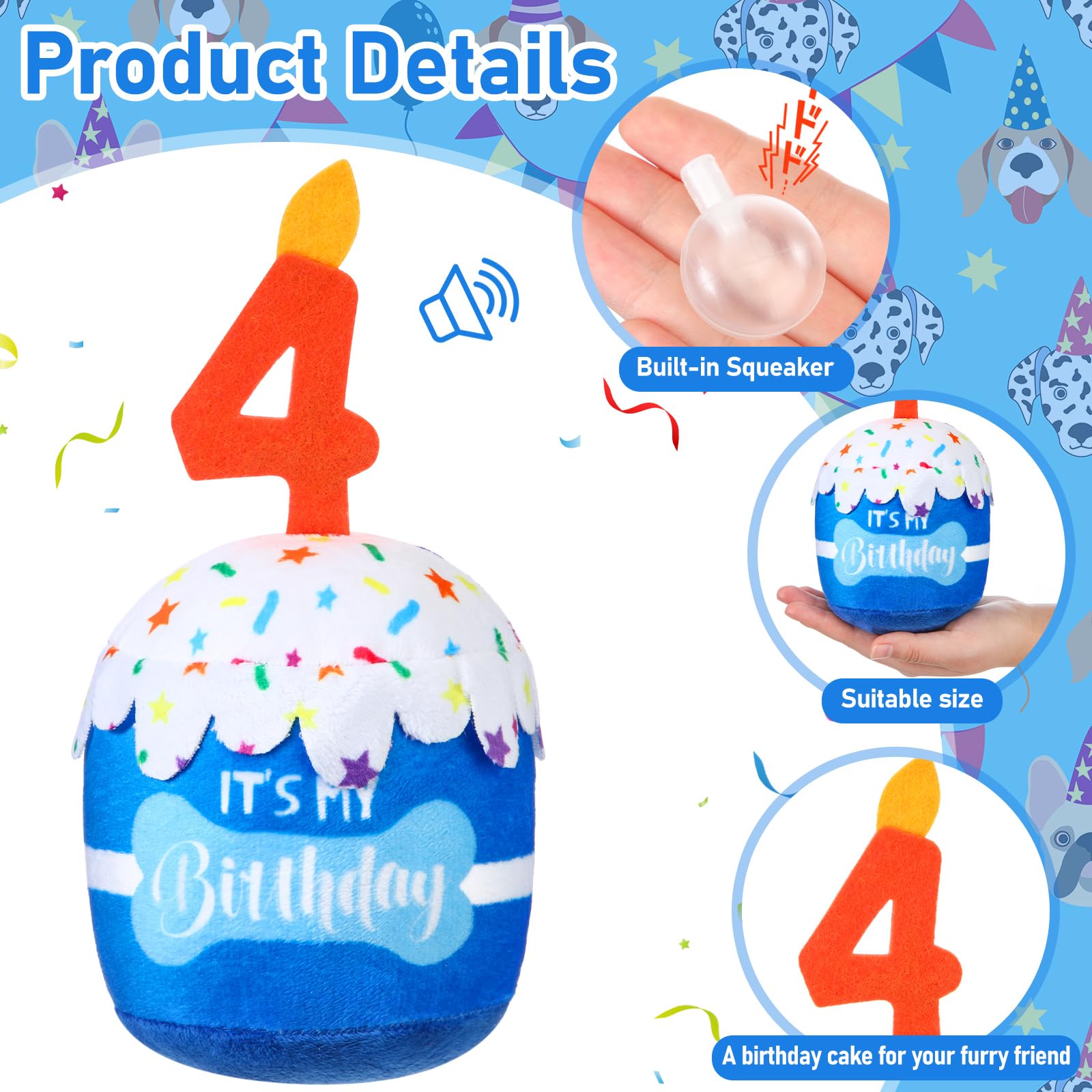 Dansydaisy dog birthday cake toy 3D top design for photos.
