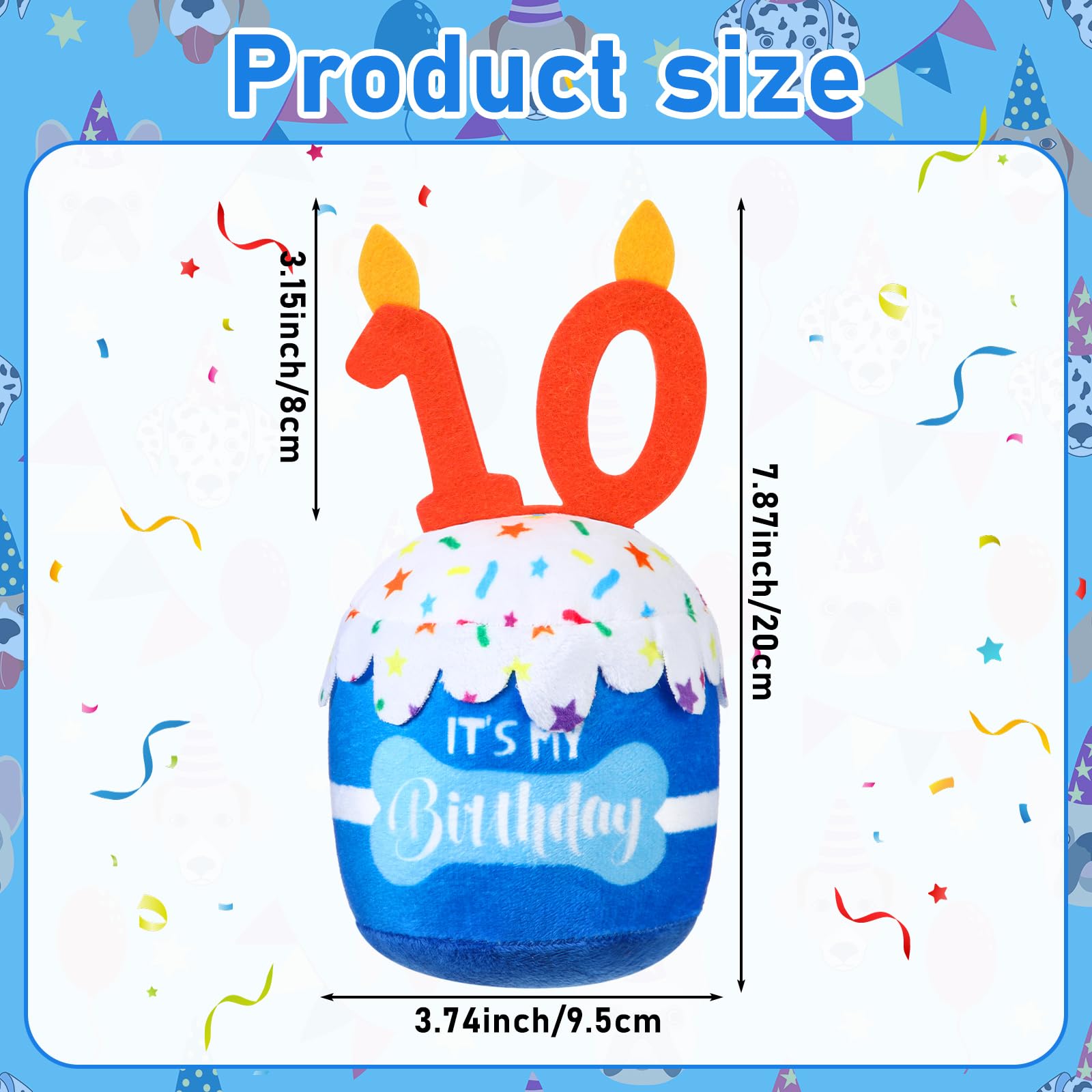 Dansydaisy dog birthday cake toy blue 3D top design highlights festive theme