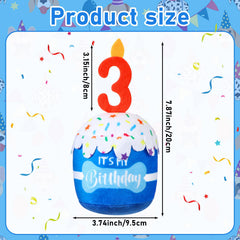 Dansydaisy dog birthday cake toy blue detail with squeaker and plush finish