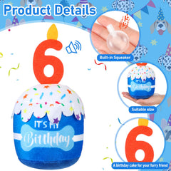 Dansydaisy dog birthday cake toy blue front view sparks joyful party moments and squeaky play.