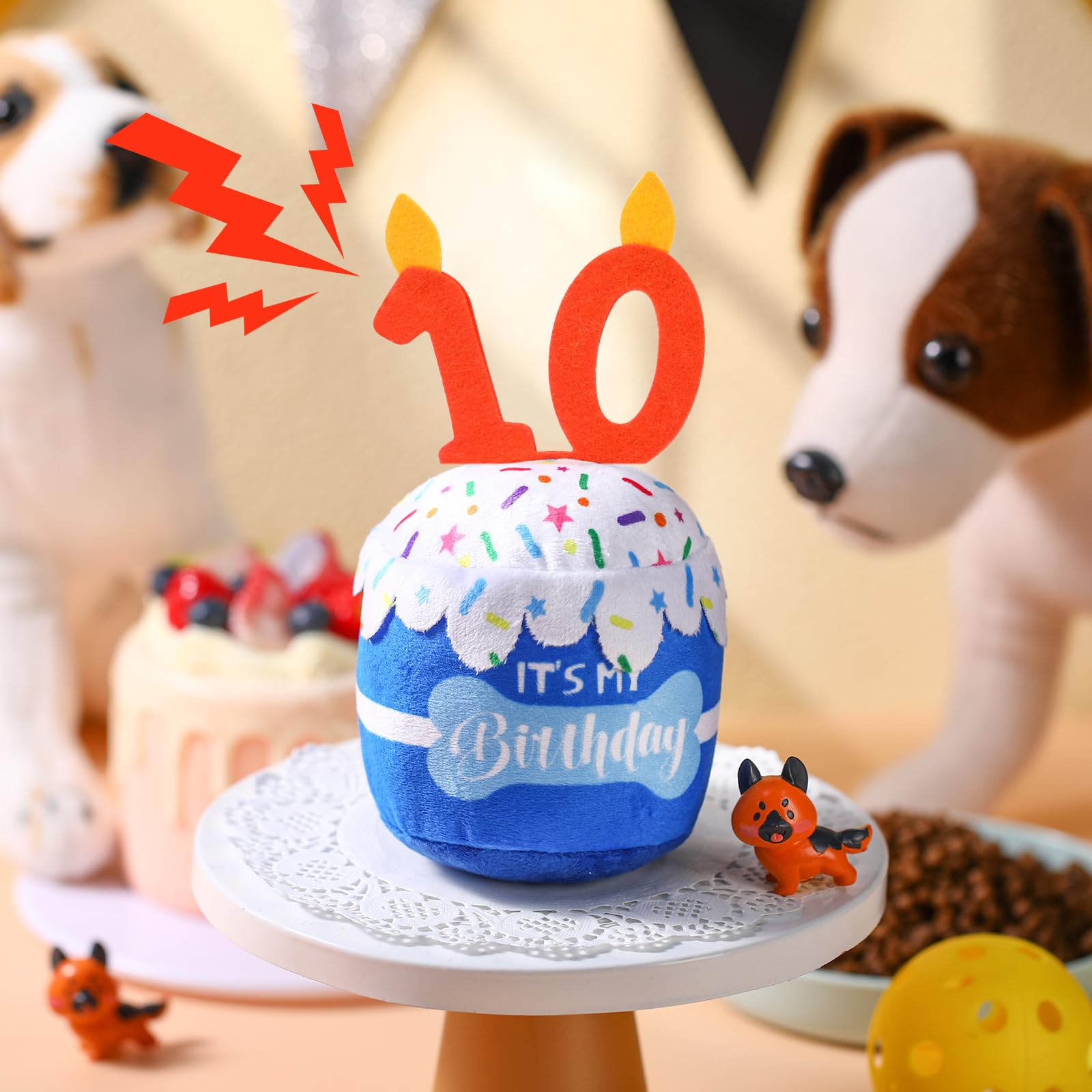 Dansydaisy dog birthday cake toy blue gift for pets at parties
