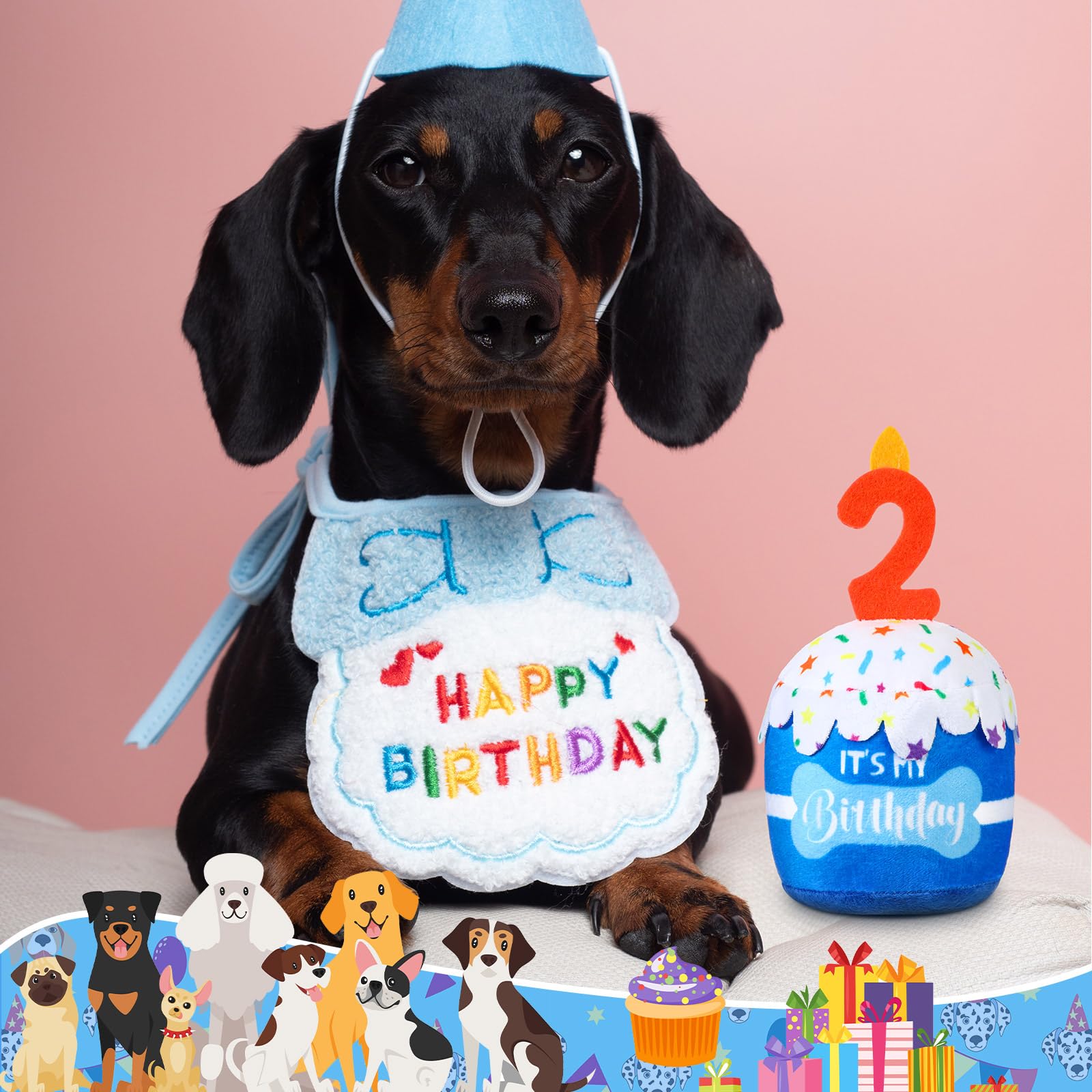 Dansydaisy dog birthday cake toy blue gift-ready decor for celebrations