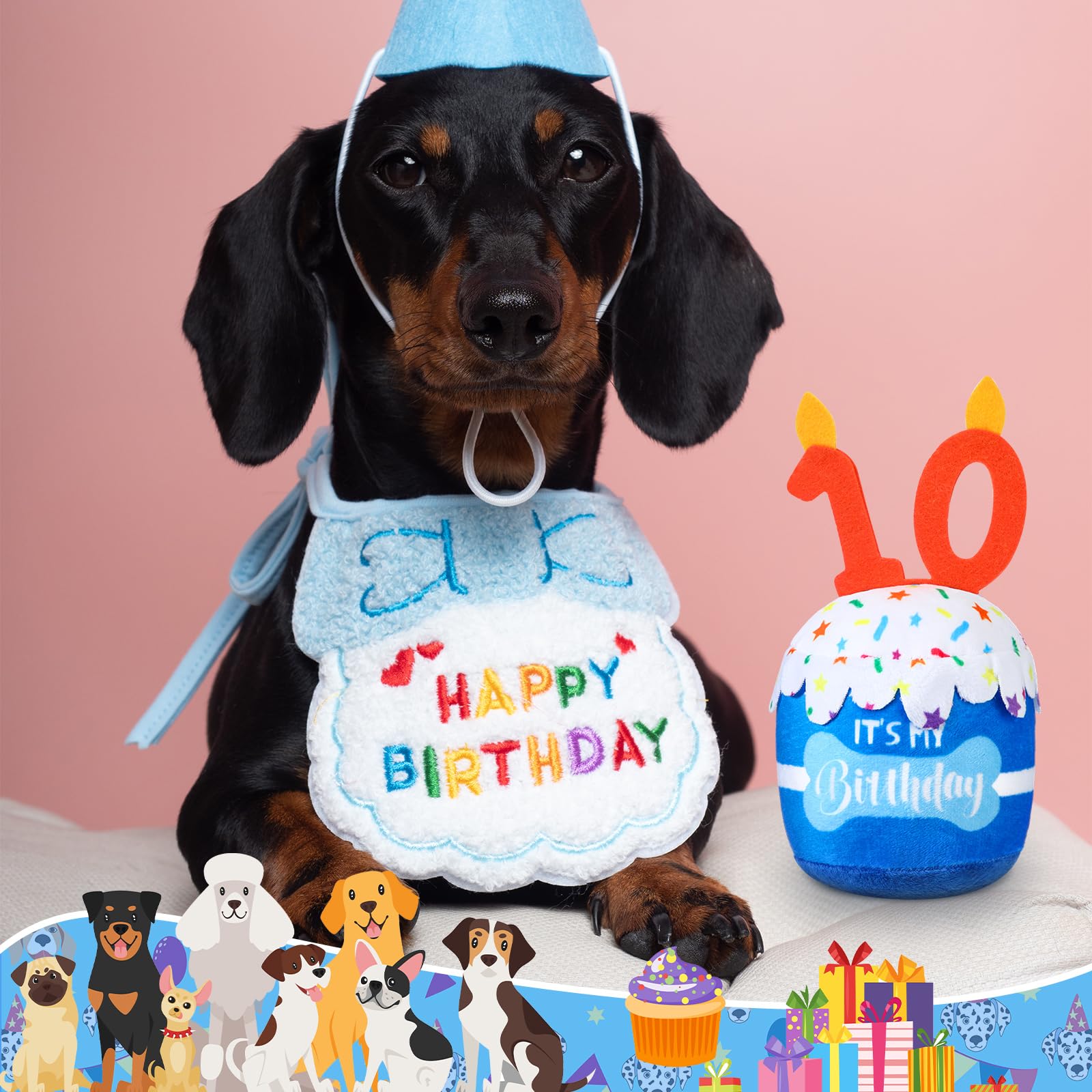 Dansydaisy dog birthday cake toy blue size suitable for small to large dogs