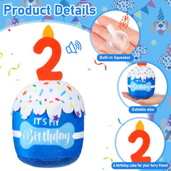 Dansydaisy dog birthday cake toy blue squeaker in action for interactive fun