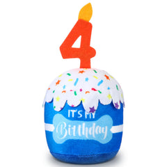 Dansydaisy dog birthday cake toy blue squeaky for celebration play.