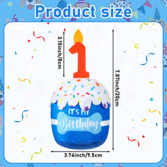 Dansydaisy blue-top design dog birthday cake toy highlights 3D theme during celebrations.