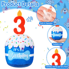 Dansydaisy dog birthday cake toy blue top view showcasing 3D design