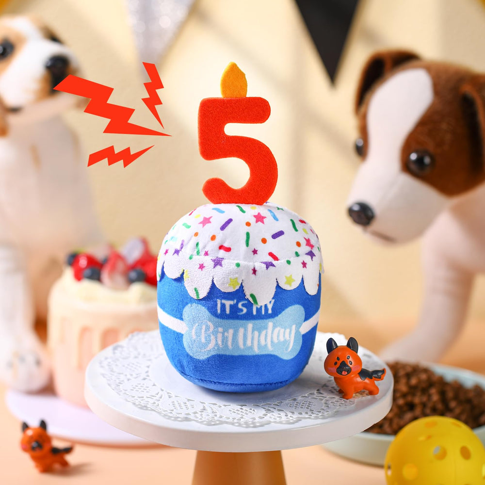 Dansydaisy dog birthday cake toy blue washable care highlights easy cleaning and long-lasting use