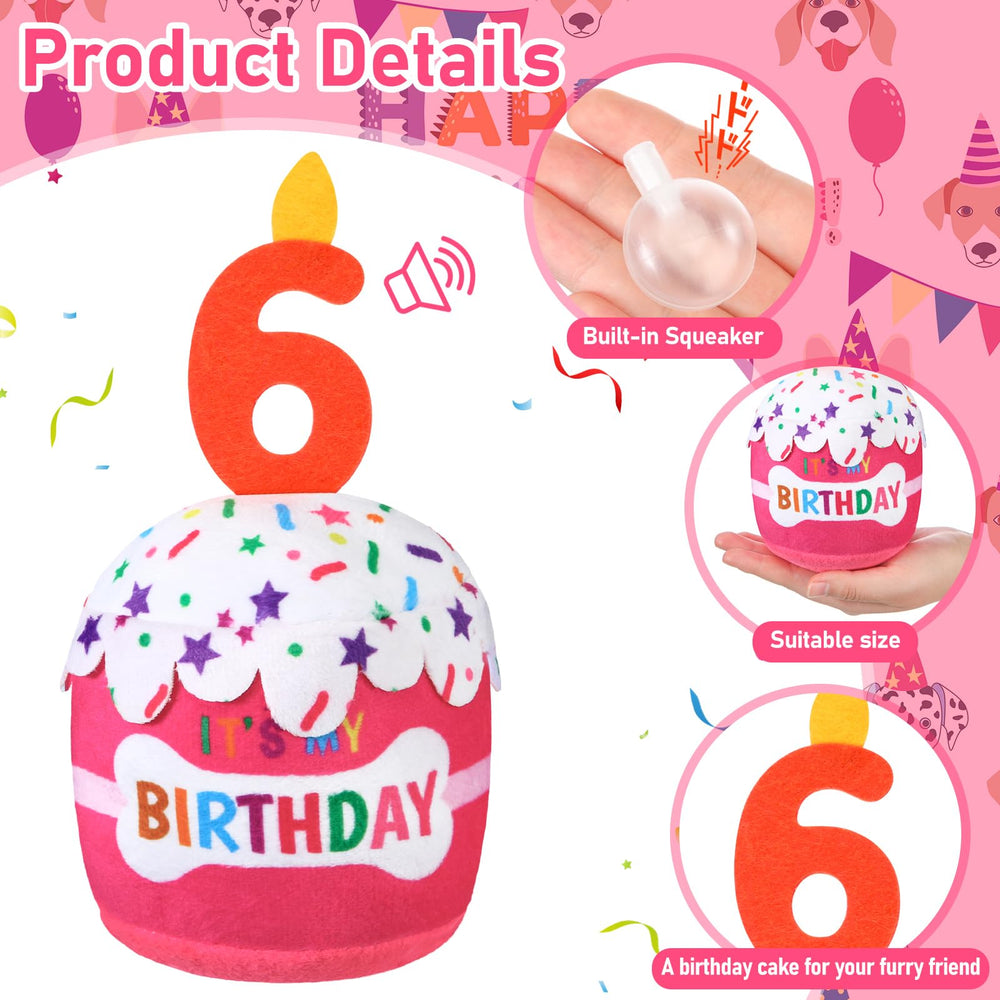 Dansydaisy dog birthday cake toy pink front view, perfect decor and chew-friendly party centerpiece.
