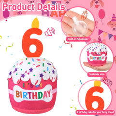 Dansydaisy dog birthday cake toy pink front view, perfect decor and chew-friendly party centerpiece.