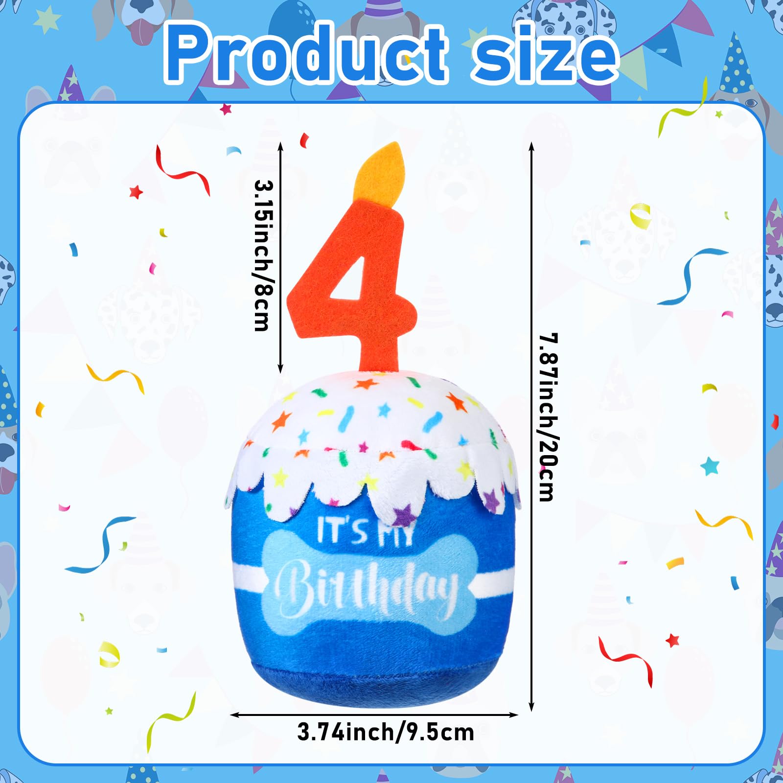Dansydaisy dog birthday cake toy size 20x9.5 cm for all dogs.