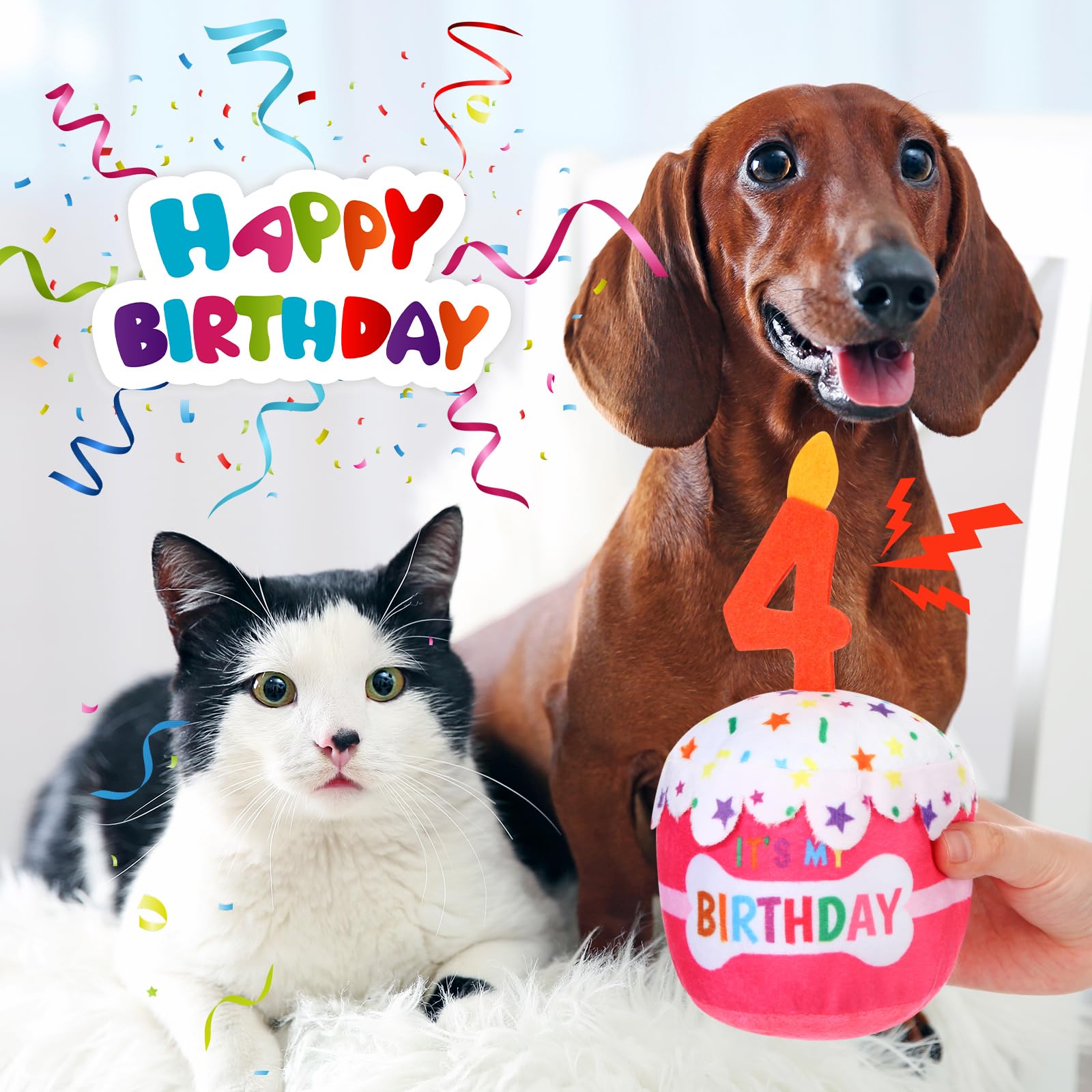 Dansydaisy dog birthday cake toy soft durable surface for gentle teething