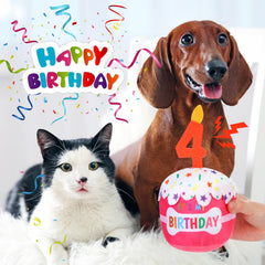 Dansydaisy dog birthday cake toy soft durable surface for gentle teething