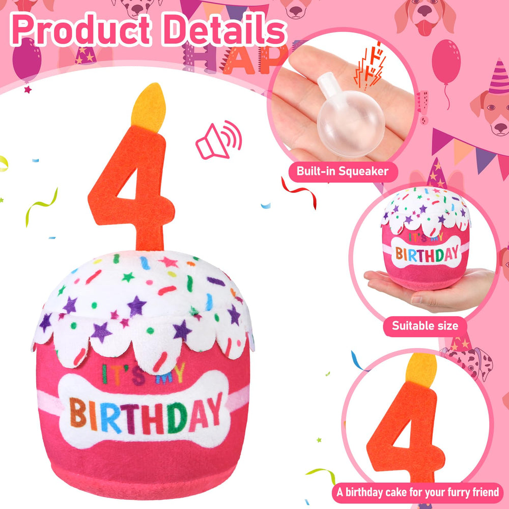 Dansydaisy dog birthday cake toy squeaky cream closeup for interactive play