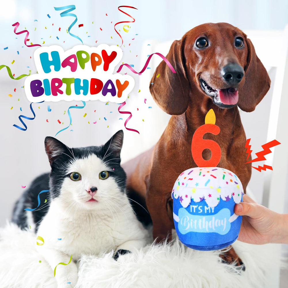 Dansydaisy dog birthday cake toy teething-chew plush supports safe, satisfying chewing sessions.