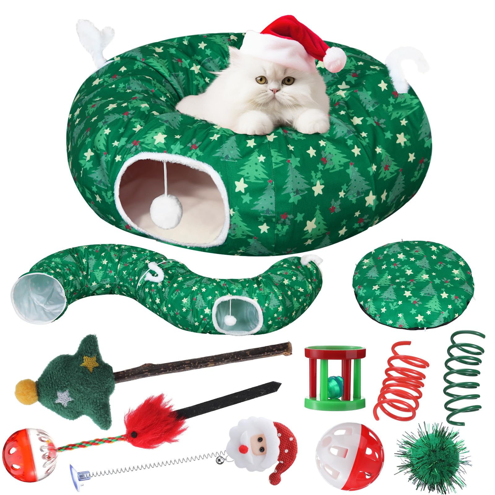 Dansydaisy donut-tunnel-bed shows soft plush lounging during naps.