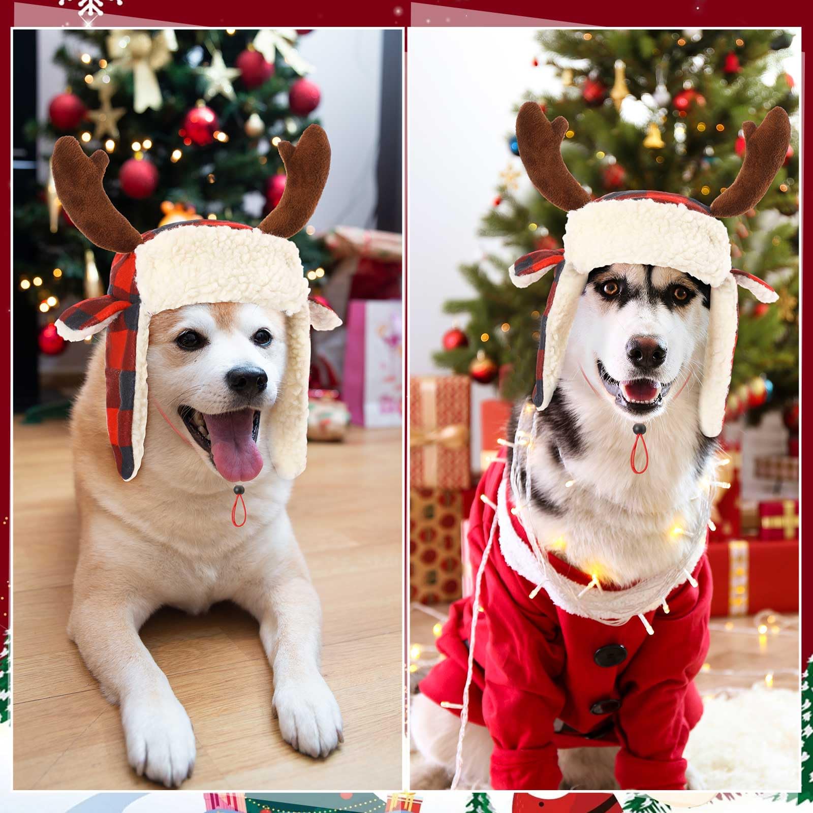 Dansydaisy red plaid dog hat adds classic holiday style