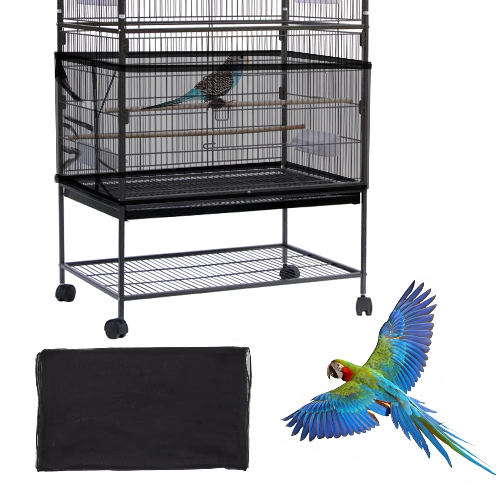 Daoeny bird cage cover front view highlights premium nylon mesh and easy setup.