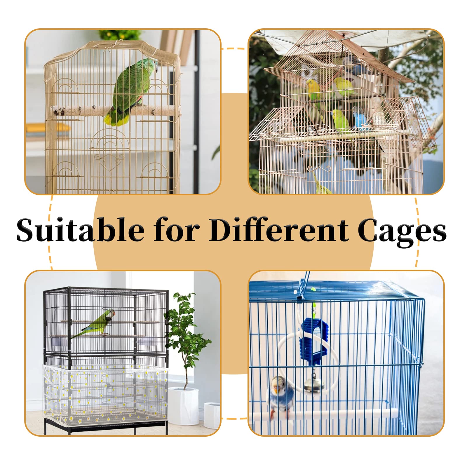 Daoeny works with round and square cages across parrots.
