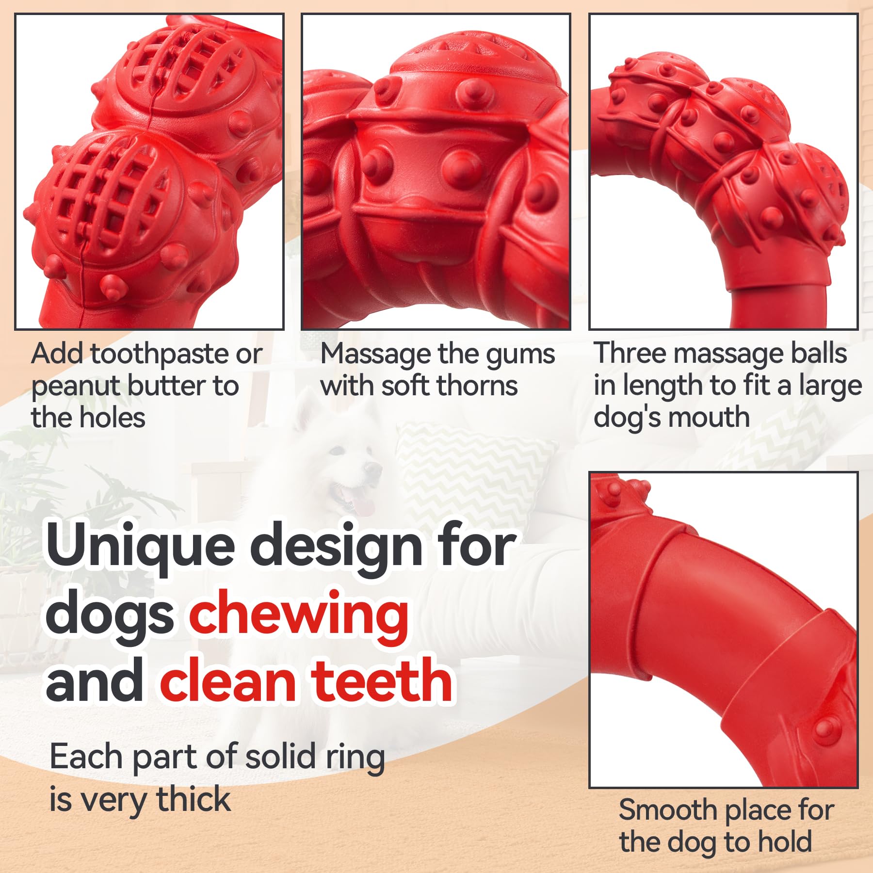 DAOZIJI dental-cleaning toy holes designed to help clean teeth during chewing.