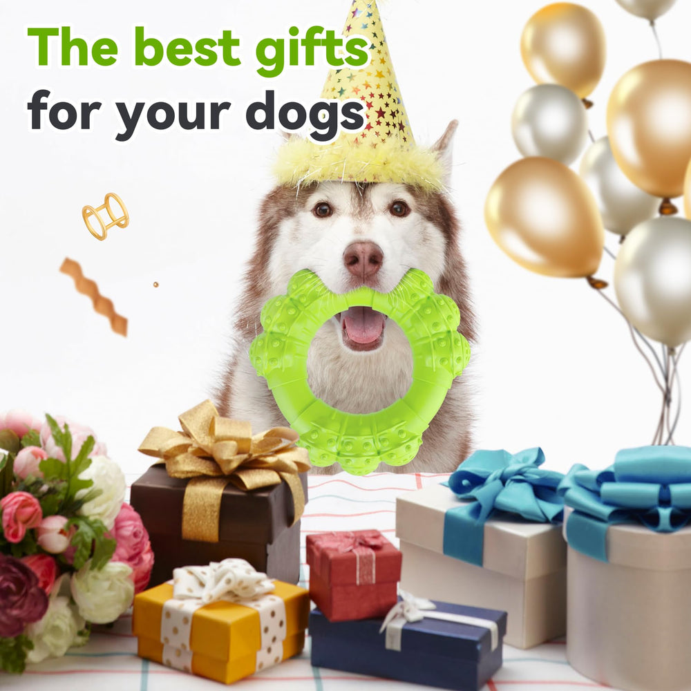 DAOZIJI puppy-teething ring with soft-thorn areas supports gentle teething