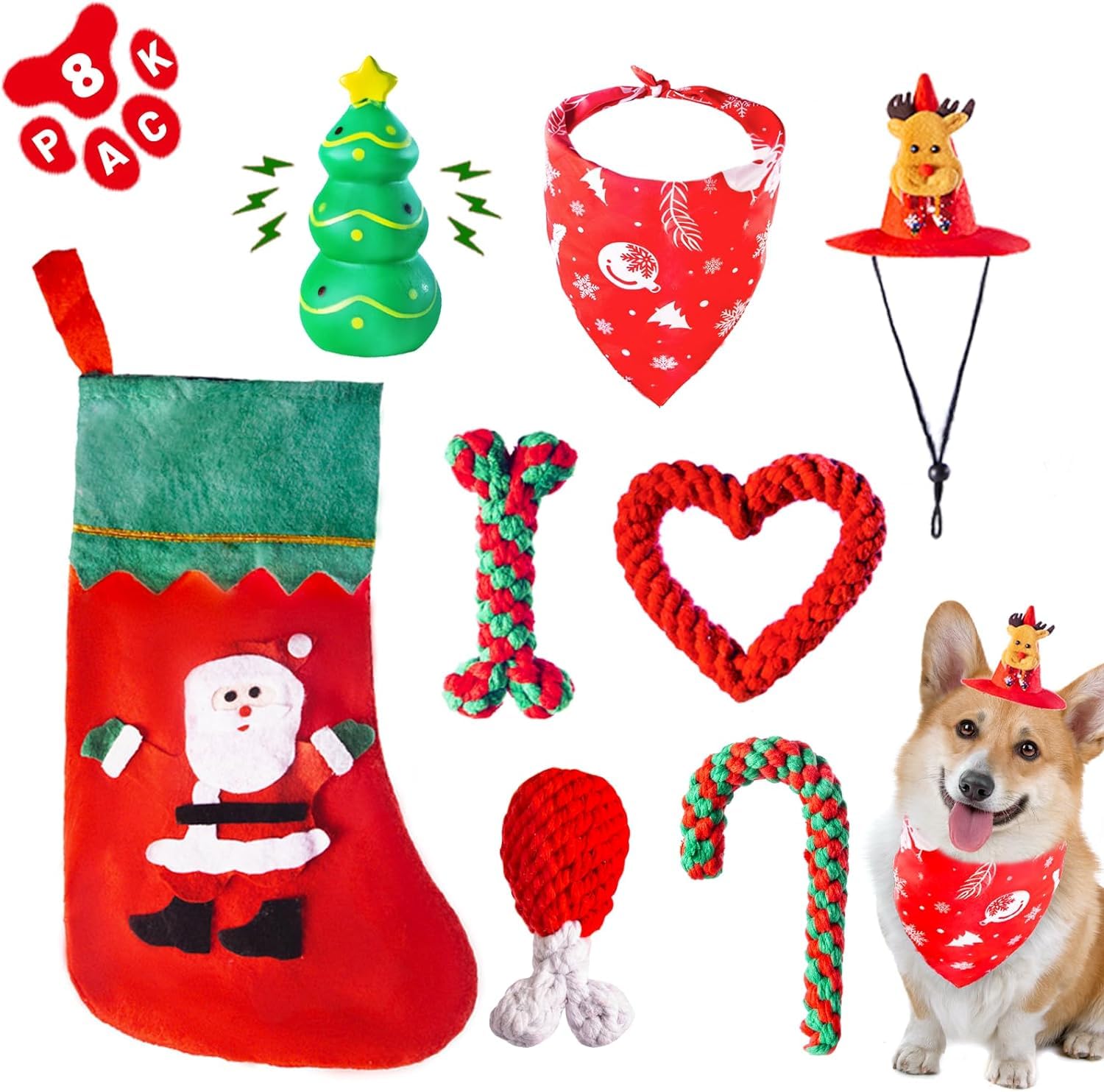 DARDOHIA Christmas dog toys set promotes festive play for small and medium dogs.