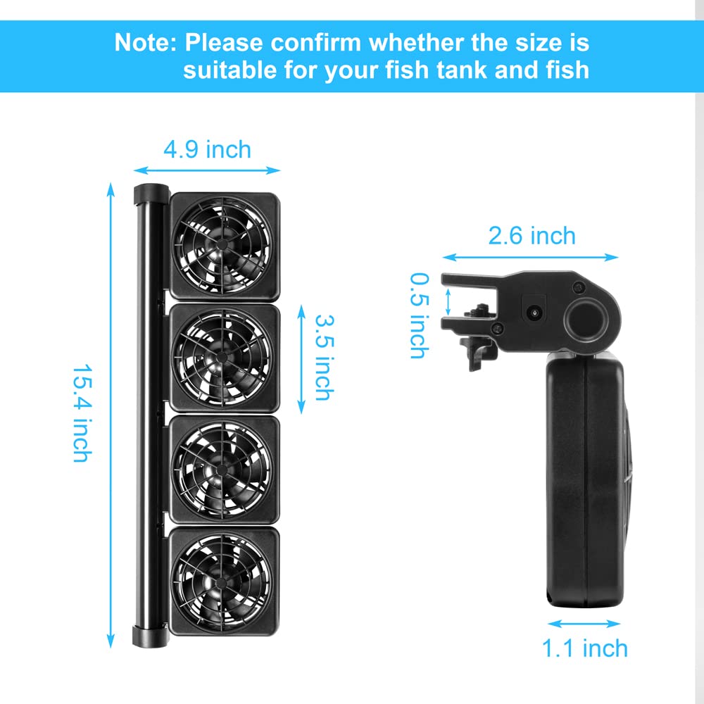 DaToo aquarium chiller close-up shows four durable fans in action.