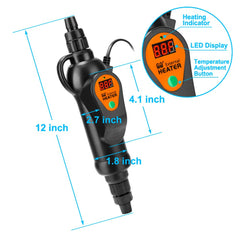 DaToo external heater 300W inlet-heads close-up shows flexible canister compatibility.