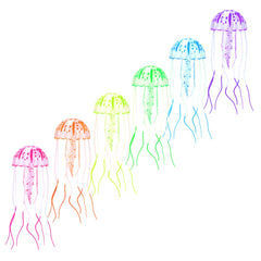 DaToo glowing green jellyfish in aquarium creates vibrant nighttime ambiance.