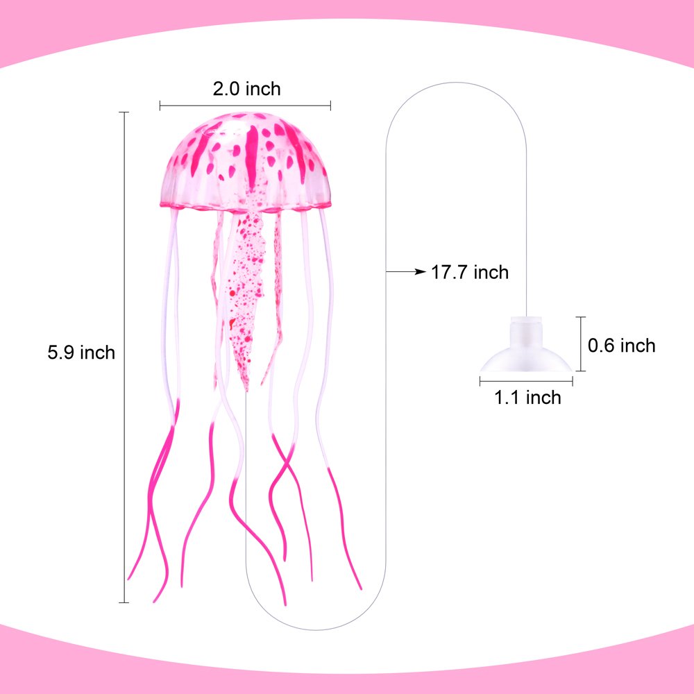 DaToo glowing pink jellyfish brightens tank with colorful underglow.
