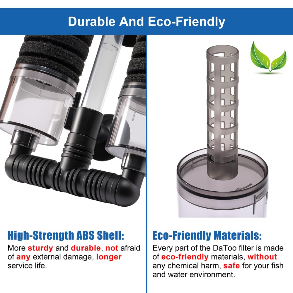DaToo filter suction cups secure the unit on your aquarium glass.